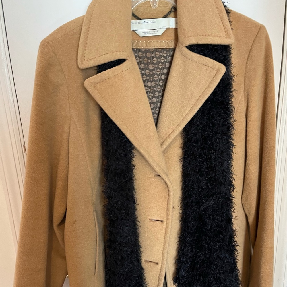 Tan Wool Coat w/Black Scarf Included